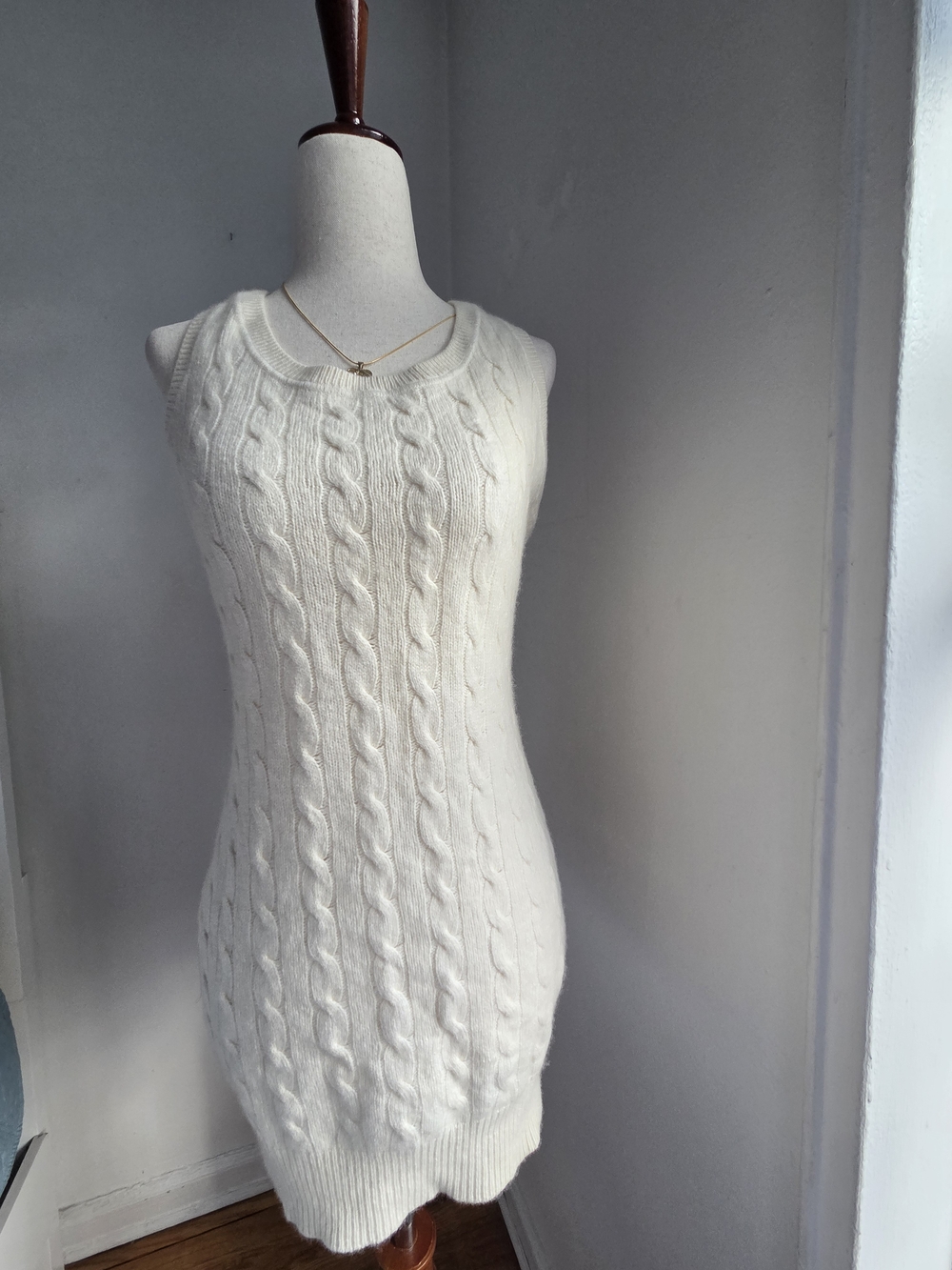 Ralph Lauren Cream Cable Knit Sleeveless Sweater Dress